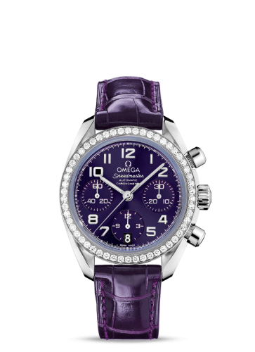 Omega Speedmaster Date 38 Stainless Steel / Diamond / Purple